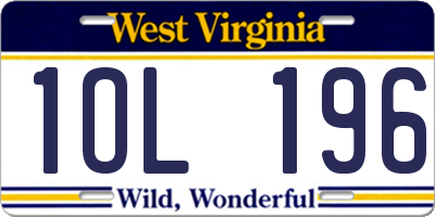 WV license plate 1OL196