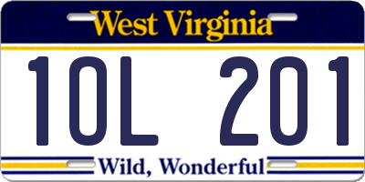 WV license plate 1OL201