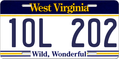 WV license plate 1OL202