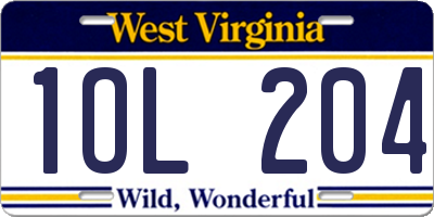 WV license plate 1OL204