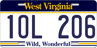 WV license plate 1OL206
