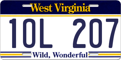 WV license plate 1OL207