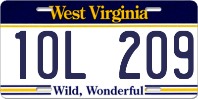 WV license plate 1OL209