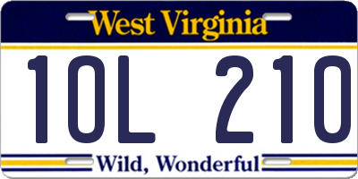 WV license plate 1OL210