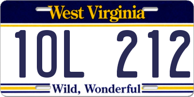 WV license plate 1OL212
