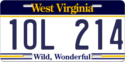 WV license plate 1OL214