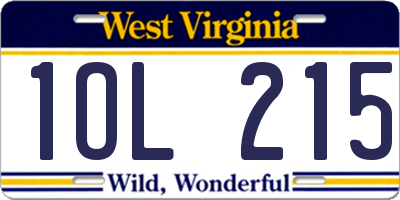 WV license plate 1OL215