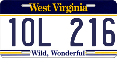 WV license plate 1OL216