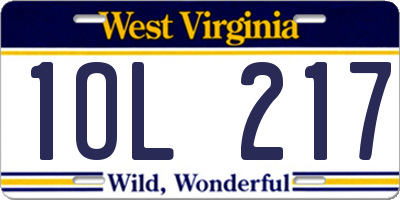 WV license plate 1OL217