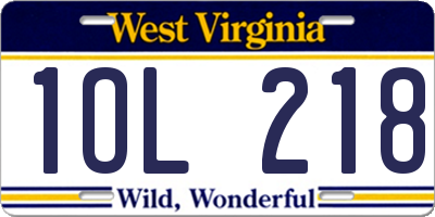 WV license plate 1OL218