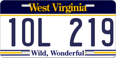 WV license plate 1OL219