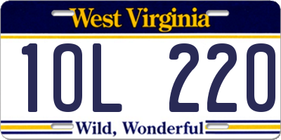 WV license plate 1OL220