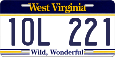 WV license plate 1OL221