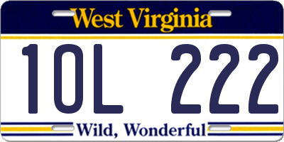 WV license plate 1OL222