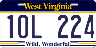 WV license plate 1OL224