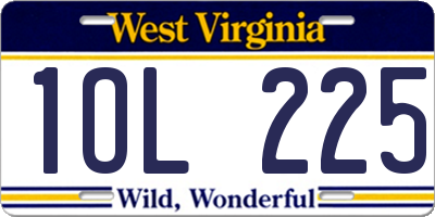 WV license plate 1OL225