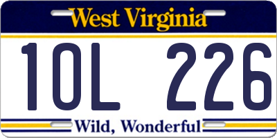 WV license plate 1OL226