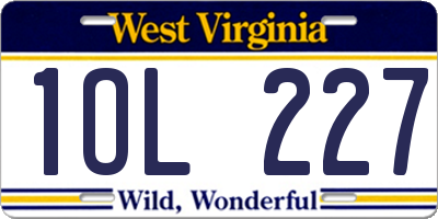 WV license plate 1OL227