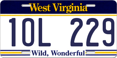 WV license plate 1OL229