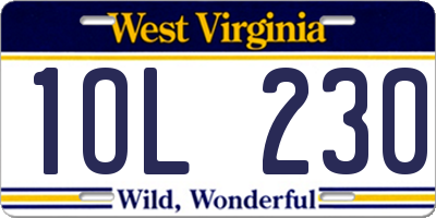 WV license plate 1OL230