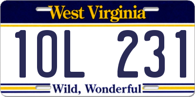 WV license plate 1OL231