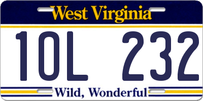 WV license plate 1OL232