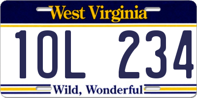WV license plate 1OL234