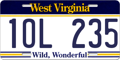 WV license plate 1OL235