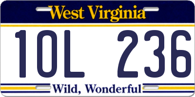 WV license plate 1OL236