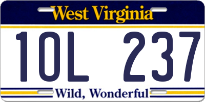 WV license plate 1OL237