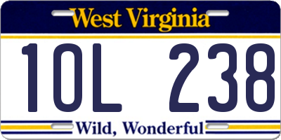 WV license plate 1OL238