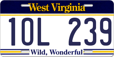 WV license plate 1OL239