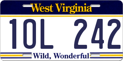 WV license plate 1OL242