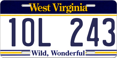 WV license plate 1OL243