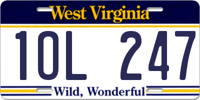 WV license plate 1OL247