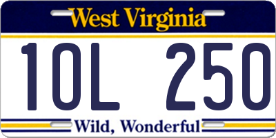 WV license plate 1OL250