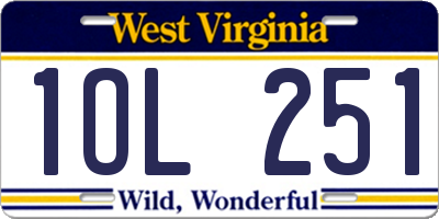 WV license plate 1OL251