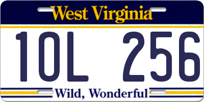 WV license plate 1OL256