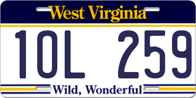 WV license plate 1OL259