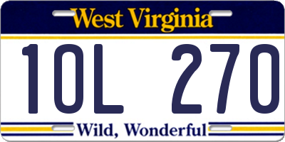 WV license plate 1OL270