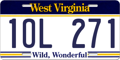 WV license plate 1OL271