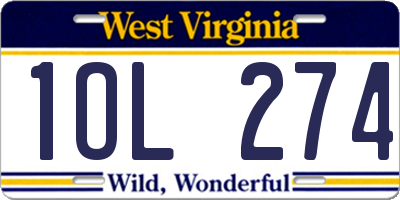 WV license plate 1OL274
