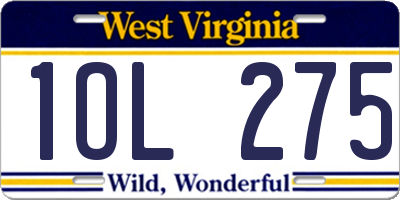 WV license plate 1OL275