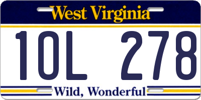 WV license plate 1OL278