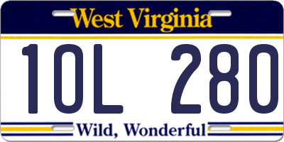 WV license plate 1OL280