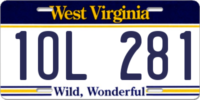 WV license plate 1OL281