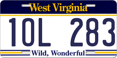 WV license plate 1OL283