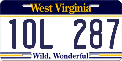 WV license plate 1OL287