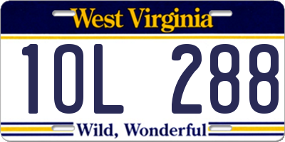 WV license plate 1OL288