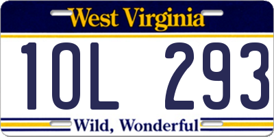 WV license plate 1OL293